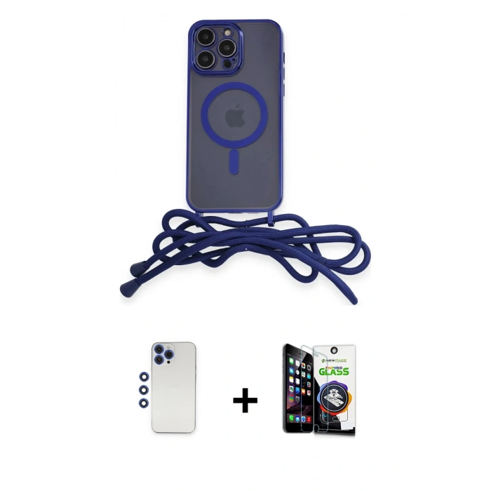 MARSİLYAN™- iPhone 12 Pro Max Kılıf Eksen Özel Seri - Şeffaf Temperli Cam Ekran Koruyucu + Shine Kamera Lens - LT