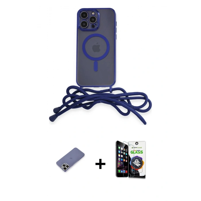 MARSİLYAN™- iPhone 12 Pro Max Kılıf Eksen Özel Seri - Şeffaf Temperli Cam Ekran Koruyucu + Metal Kamera Lens Koruma Cam - GD