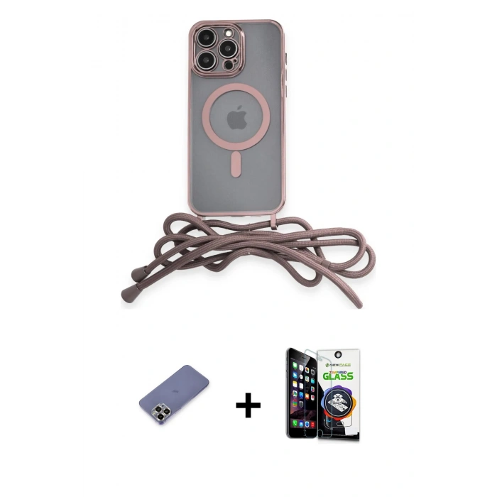 MARSİLYAN™- iPhone 12 Pro Max Kılıf Eksen Özel Seri - Şeffaf Temperli Cam Ekran Koruyucu + Metal Kamera Lens Koruma Cam - GD