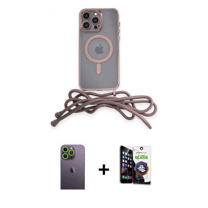 MARSİLYAN™- iPhone 12 Pro Max Kılıf Eksen Özel Seri - Şeffaf Temperli Cam Ekran Koruyucu + Neon Fosforlu Kamera Lens - YL