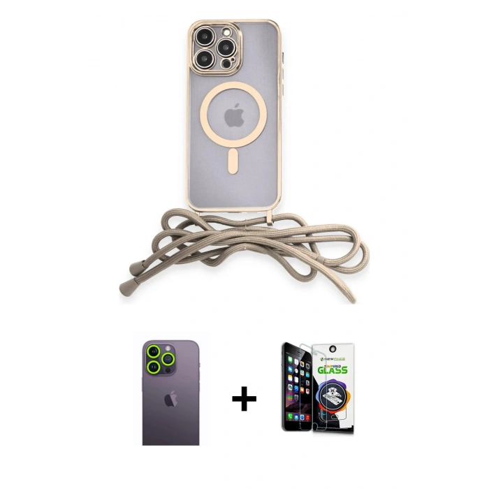 MARSİLYAN™- iPhone 12 Pro Max Kılıf Eksen Özel Seri - Şeffaf Temperli Cam Ekran Koruyucu + Neon Fosforlu Kamera Lens - YL