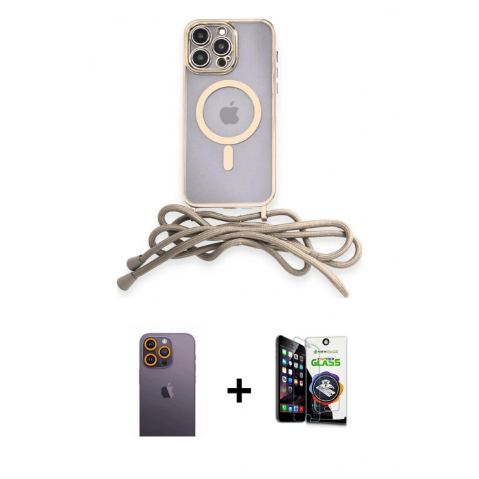 MARSİLYAN™- iPhone 12 Pro Max Kılıf Eksen Özel Seri - Şeffaf Temperli Cam Ekran Koruyucu + Neon Fosforlu Kamera Lens - SI