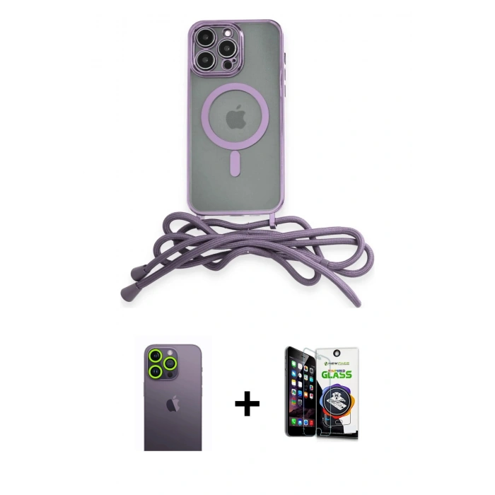 MARSİLYAN™- iPhone 12 Pro Max Kılıf Eksen Özel Seri - Şeffaf Temperli Cam Ekran Koruyucu + Neon Fosforlu Kamera Lens - YL