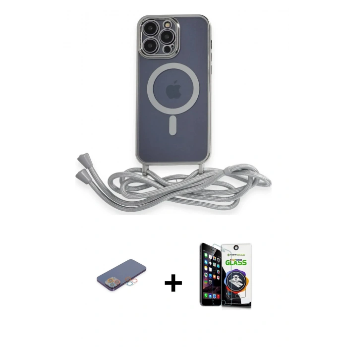 MARSİLYAN™- iPhone 12 Pro Max Kılıf Eksen Özel Seri - Şeffaf Temperli Cam Ekran Koruyucu + Pembe Renkli Kamera Lens Koruma Cam