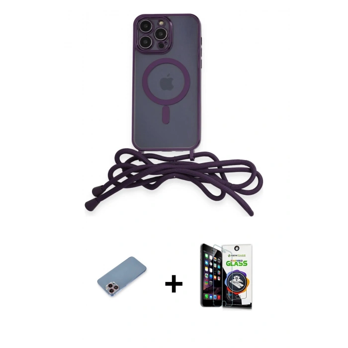 MARSİLYAN™- iPhone 12 Pro Max Kılıf Eksen Özel Seri - Şeffaf Temperli Cam Ekran Koruyucu + Pembe Shine Kamera Lens Koruma Cam