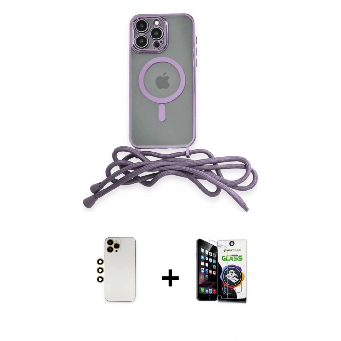 MARSİLYAN™- iPhone 12 Pro Max Kılıf Eksen Özel Seri - Şeffaf Temperli Cam Ekran Koruyucu + Shine Kamera Lens - GD