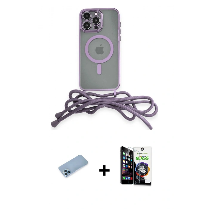 MARSİLYAN™- iPhone 12 Pro Max Kılıf Eksen Özel Seri - Şeffaf Temperli Cam Ekran Koruyucu + Shine Kamera Lens Koruma Cam - MI