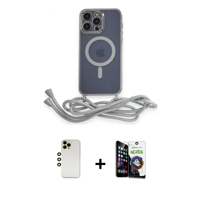 MARSİLYAN™- iPhone 12 Pro Max Kılıf Eksen Özel Seri - Şeffaf Temperli Cam Ekran Koruyucu + Shine Kamera Lens - GD