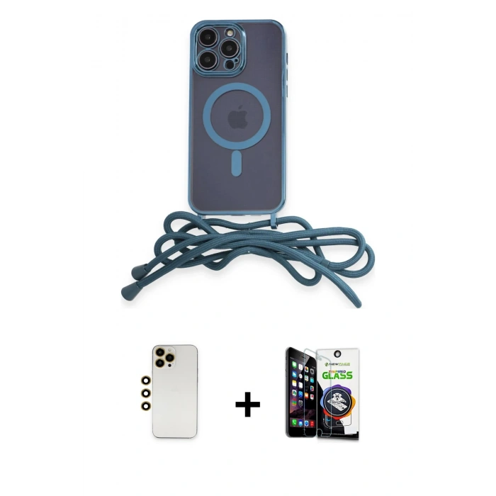 MARSİLYAN™- iPhone 12 Pro Max Kılıf Eksen Özel Seri - Şeffaf Temperli Cam Ekran Koruyucu + Shine Kamera Lens - GD