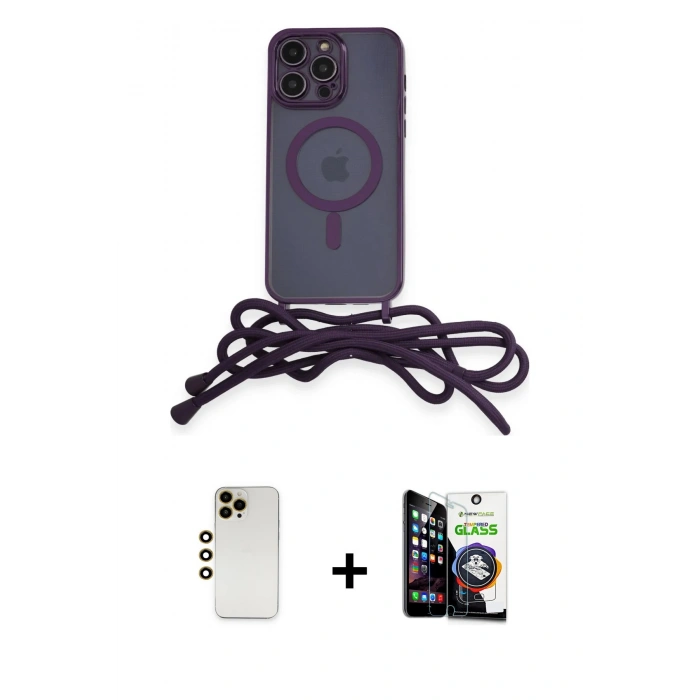 MARSİLYAN™- iPhone 12 Pro Max Kılıf Eksen Özel Seri - Şeffaf Temperli Cam Ekran Koruyucu + Shine Kamera Lens - GD