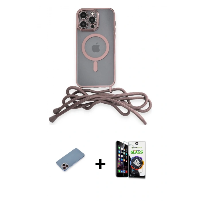 MARSİLYAN™- iPhone 12 Pro Max Kılıf Eksen Özel Seri - Şeffaf Temperli Cam Ekran Koruyucu + Shine Kamera Lens Koruma Cam - PE