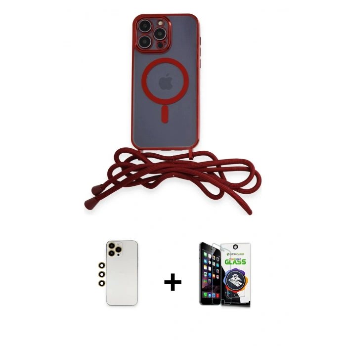 MARSİLYAN™- iPhone 12 Pro Max Kılıf Eksen Özel Seri - Şeffaf Temperli Cam Ekran Koruyucu + Shine Kamera Lens - GD