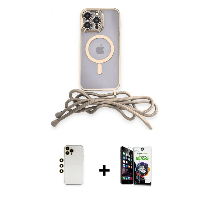 MARSİLYAN™- iPhone 12 Pro Max Kılıf Eksen Özel Seri - Şeffaf Temperli Cam Ekran Koruyucu + Shine Kamera Lens - GD