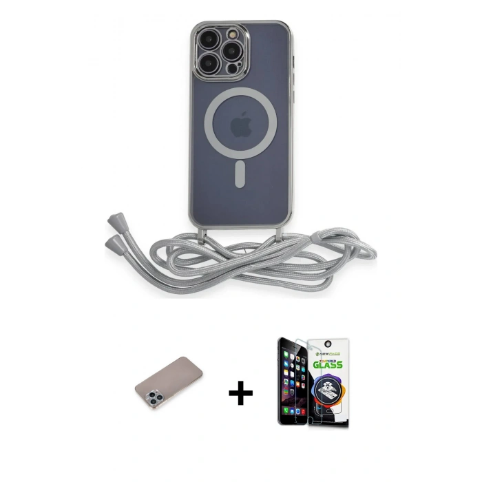 MARSİLYAN™- iPhone 12 Pro Max Kılıf Eksen Özel Seri - Şeffaf Temperli Cam Ekran Koruyucu + Sierra Blue Shine Kamera Lens Koruma Cam