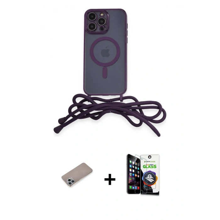 MARSİLYAN™- iPhone 12 Pro Max Kılıf Eksen Özel Seri - Şeffaf Temperli Cam Ekran Koruyucu + Sierra Blue Shine Kamera Lens Koruma Cam
