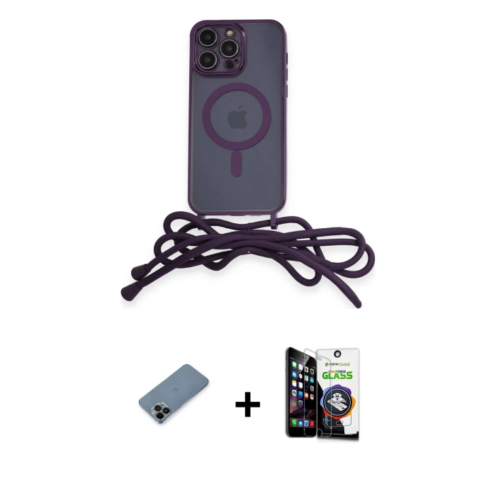 MARSİLYAN™- iPhone 12 Pro Max Kılıf Eksen Özel Seri - Şeffaf Temperli Cam Ekran Koruyucu + Siyah Shine Kamera Lens Koruma Cam