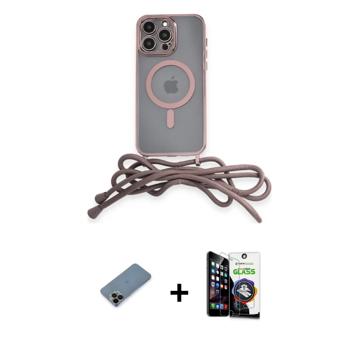 MARSİLYAN™- iPhone 12 Pro Max Kılıf Eksen Özel Seri - Şeffaf Temperli Cam Ekran Koruyucu + Siyah Shine Kamera Lens Koruma Cam