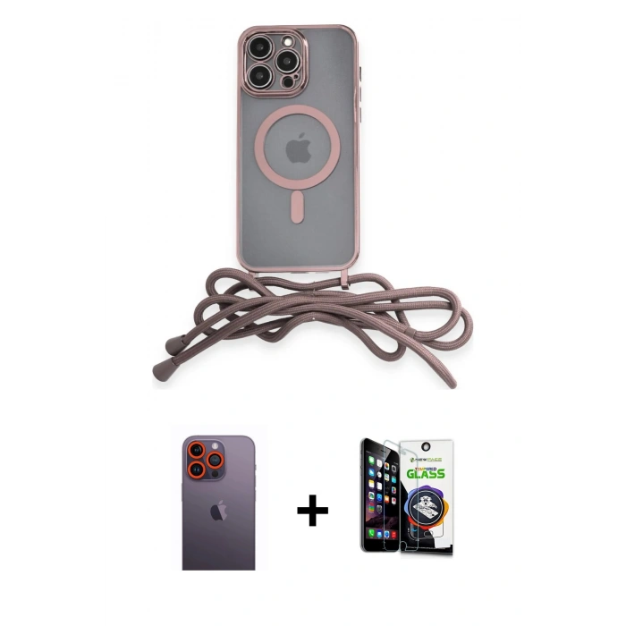 MARSİLYAN™- iPhone 12 Pro Max Kılıf Eksen Özel Seri - Şeffaf Temperli Cam Ekran Koruyucu + Neon Fosforlu Kamera Lens - TU