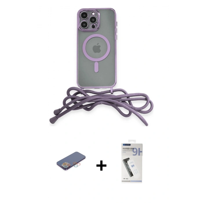 MARSİLYAN™- iPhone 12 Pro Max Kılıf Eksen Özel Seri - Şeffaf Uv Polymer Nano Ekran Koruyucu + Renkli Kamera Lens Koruma Cam - PE