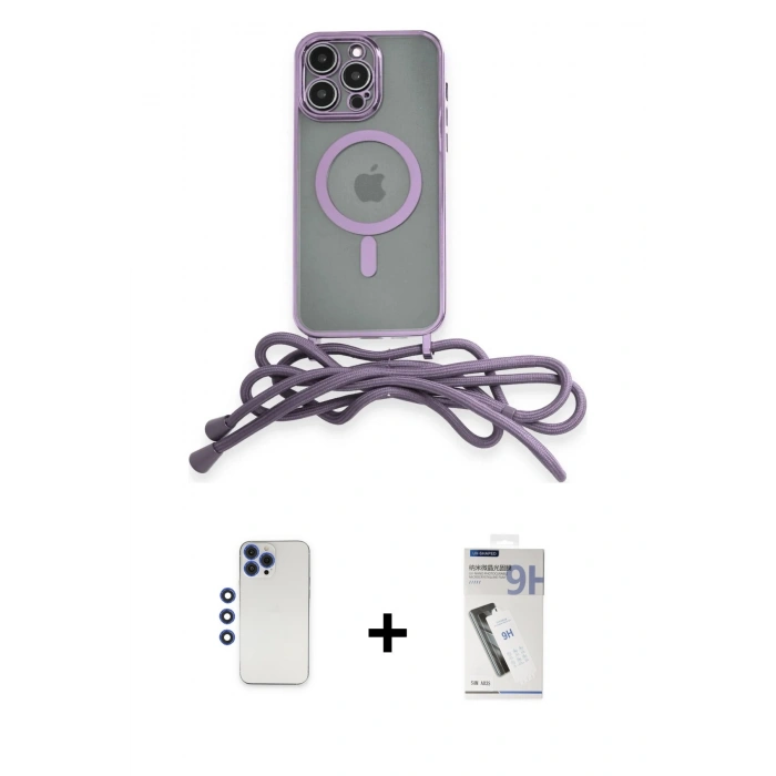MARSİLYAN™- iPhone 12 Pro Max Kılıf Eksen Özel Seri - Şeffaf Uv Polymer Nano Ekran Koruyucu + Shine Kamera Lens - LT