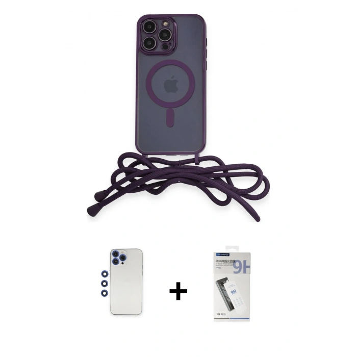 MARSİLYAN™- iPhone 12 Pro Max Kılıf Eksen Özel Seri - Şeffaf Uv Polymer Nano Ekran Koruyucu + Shine Kamera Lens - LT