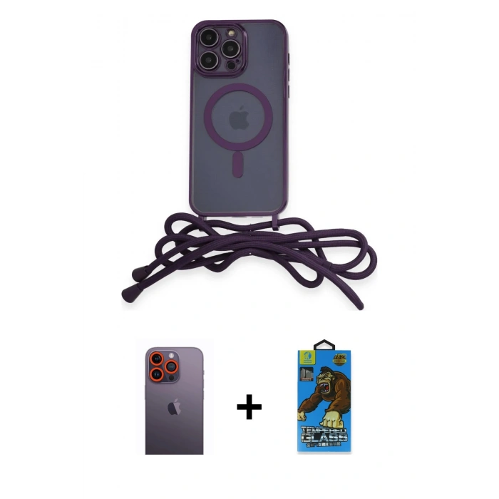 MARSİLYAN™- iPhone 12 Pro Max Kılıf Eksen Özel Seri - Siyah 18D Cam Ekran Koruyucu + Neon Fosforlu Kamera Lens - TU