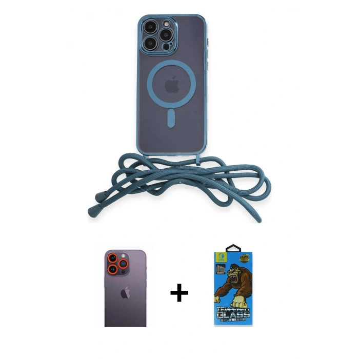 MARSİLYAN™- iPhone 12 Pro Max Kılıf Eksen Özel Seri - Siyah 18D Cam Ekran Koruyucu + Neon Fosforlu Kamera Lens - TU
