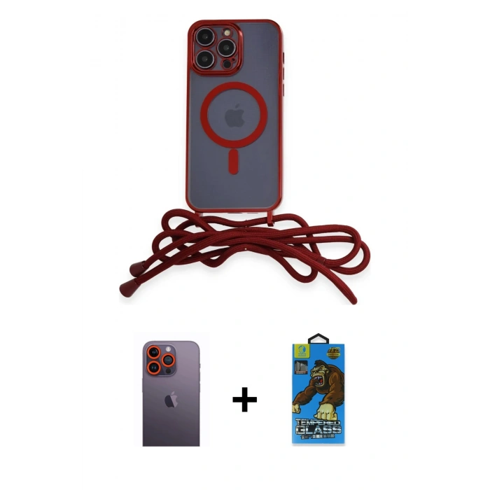 MARSİLYAN™- iPhone 12 Pro Max Kılıf Eksen Özel Seri - Siyah 18D Cam Ekran Koruyucu + Neon Fosforlu Kamera Lens - TU