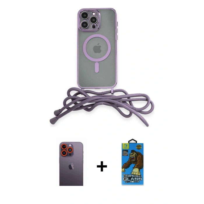 MARSİLYAN™- iPhone 12 Pro Max Kılıf Eksen Özel Seri - Siyah 18D Cam Ekran Koruyucu + Neon Fosforlu Kamera Lens - TU