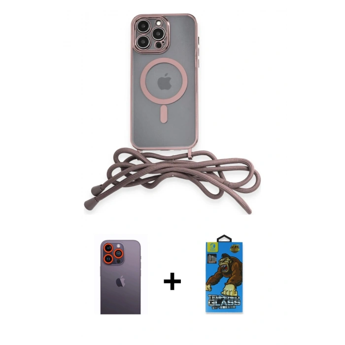 MARSİLYAN™- iPhone 12 Pro Max Kılıf Eksen Özel Seri - Siyah 18D Cam Ekran Koruyucu + Neon Fosforlu Kamera Lens - TU