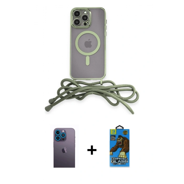 MARSİLYAN™- iPhone 12 Pro Max Kılıf Eksen Özel Seri - Siyah 18D Cam Ekran Koruyucu + Neon Fosforlu Kamera Lens - MI