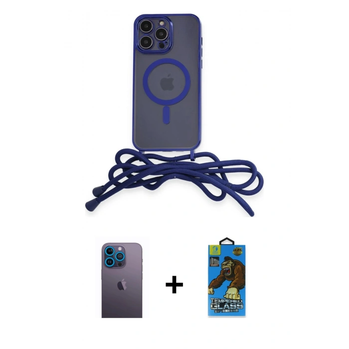 MARSİLYAN™- iPhone 12 Pro Max Kılıf Eksen Özel Seri - Siyah 18D Cam Ekran Koruyucu + Neon Fosforlu Kamera Lens - MI