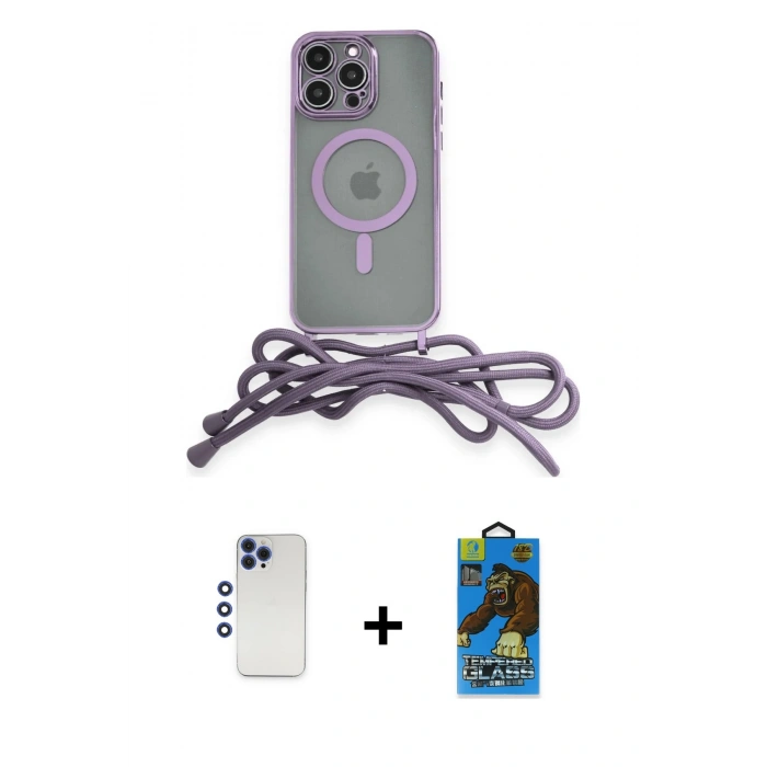 MARSİLYAN™- iPhone 12 Pro Max Kılıf Eksen Özel Seri - Siyah 18D Cam Ekran Koruyucu + Shine Kamera Lens - LT