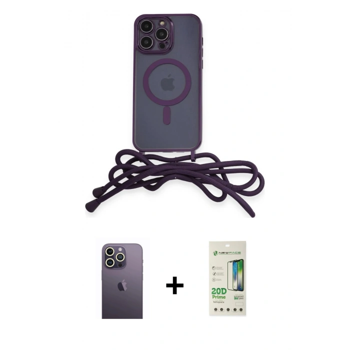MARSİLYAN™- iPhone 12 Pro Max Kılıf Eksen Özel Seri - Siyah 20D Premium Cam Ekran Koruyucu + Neon Fosforlu Kamera Lens - BZ