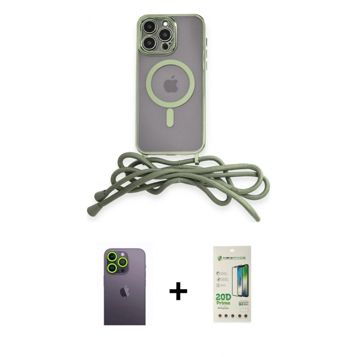 MARSİLYAN™- iPhone 12 Pro Max Kılıf Eksen Özel Seri - Siyah 20D Premium Cam Ekran Koruyucu + Neon Fosforlu Kamera Lens - YL