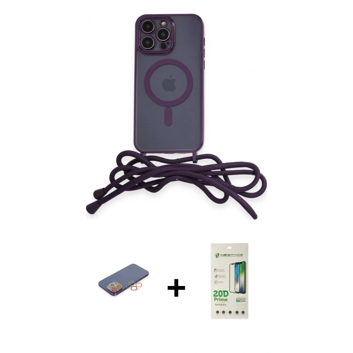 MARSİLYAN™- iPhone 12 Pro Max Kılıf Eksen Özel Seri - Siyah 20D Premium Cam Ekran Koruyucu + Renkli Kamera Lens Koruma Cam - TU