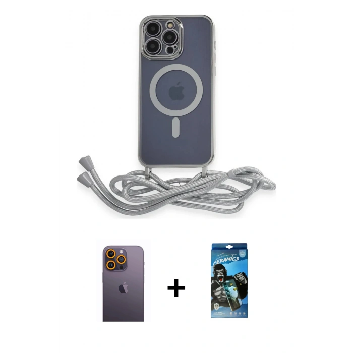 MARSİLYAN™- iPhone 12 Pro Max Kılıf Eksen Özel Seri - Siyah 34D Izgaralı Cam + Neon Fosforlu Kamera Lens - SI