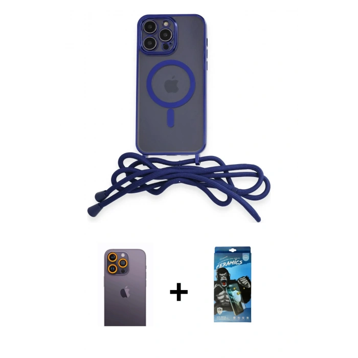 MARSİLYAN™- iPhone 12 Pro Max Kılıf Eksen Özel Seri - Siyah 34D Izgaralı Cam + Neon Fosforlu Kamera Lens - SI