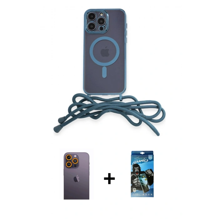 MARSİLYAN™- iPhone 12 Pro Max Kılıf Eksen Özel Seri - Siyah 34D Izgaralı Cam + Neon Fosforlu Kamera Lens - SI