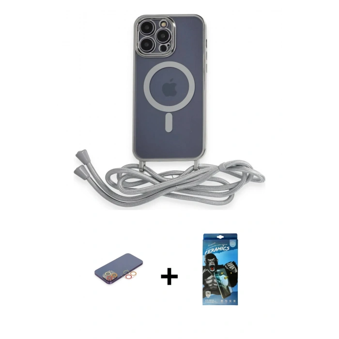 MARSİLYAN™- iPhone 12 Pro Max Kılıf Eksen Özel Seri - Siyah 34D Izgaralı Cam + Renkli Kamera Lens Koruma Cam - TU