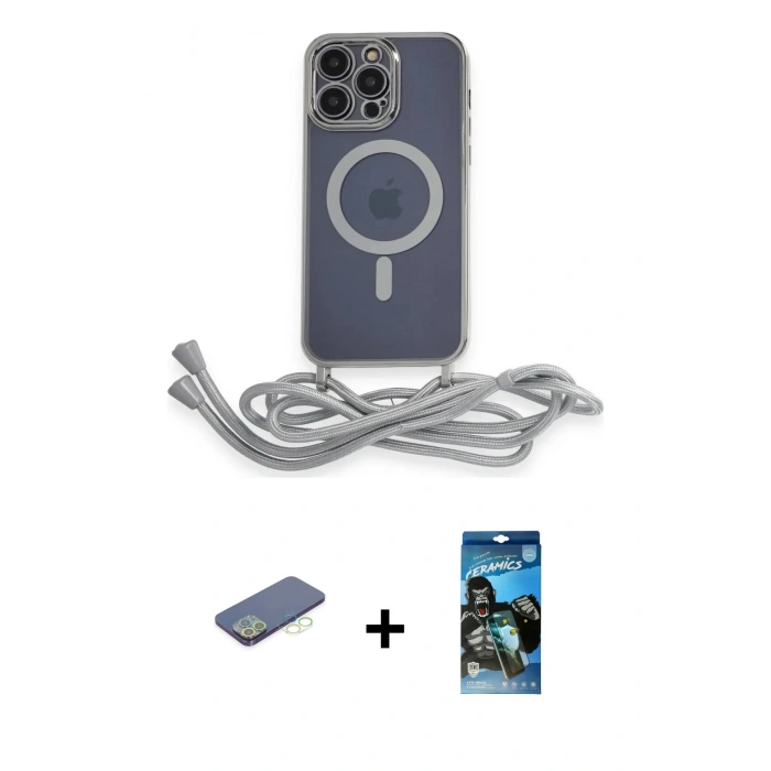 MARSİLYAN™- iPhone 12 Pro Max Kılıf Eksen Özel Seri - Siyah 34D Izgaralı Cam + Renkli Kamera Lens Koruma Cam - YL