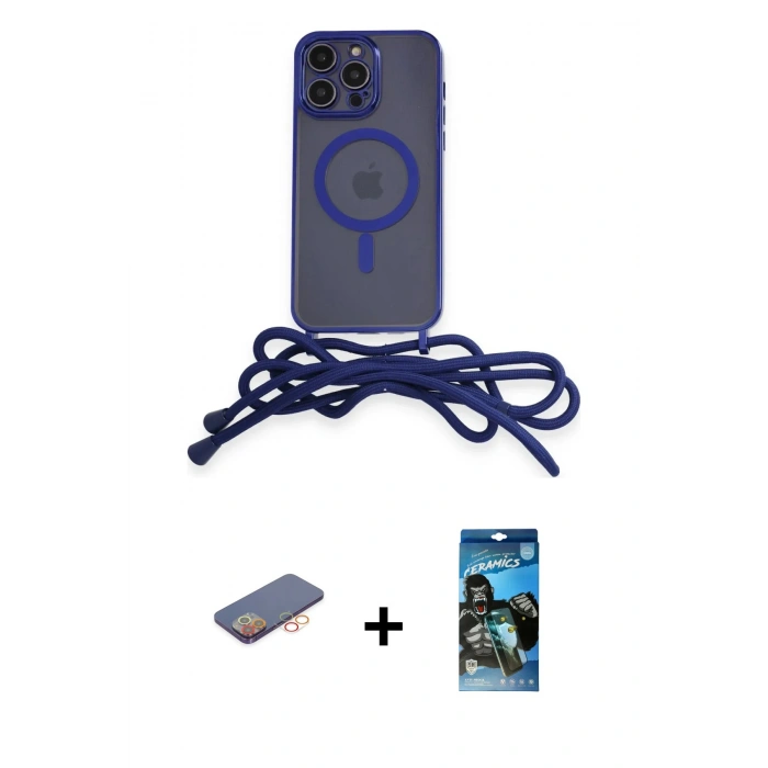 MARSİLYAN™- iPhone 12 Pro Max Kılıf Eksen Özel Seri - Siyah 34D Izgaralı Cam + Renkli Kamera Lens Koruma Cam - TU