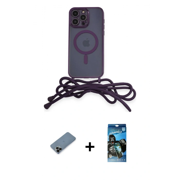 MARSİLYAN™- iPhone 12 Pro Max Kılıf Eksen Özel Seri - Siyah 34D Izgaralı Cam + Shine Kamera Lens Koruma Cam - SH