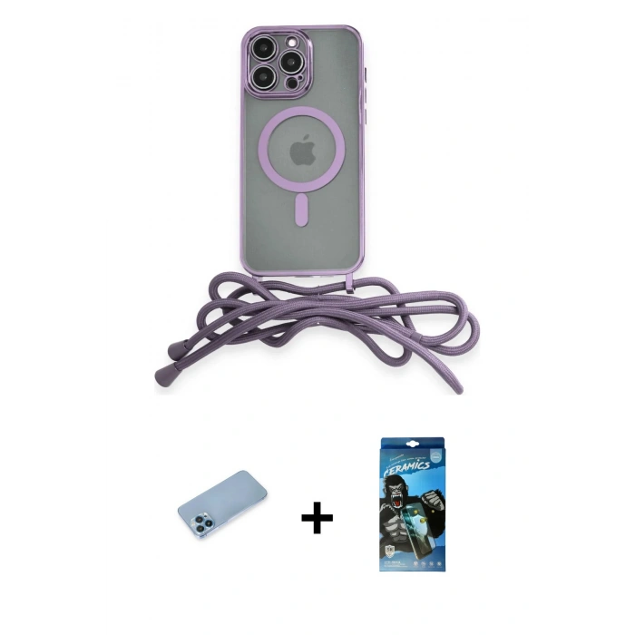 MARSİLYAN™- iPhone 12 Pro Max Kılıf Eksen Özel Seri - Siyah 34D Izgaralı Cam + Shine Kamera Lens Koruma Cam - MI