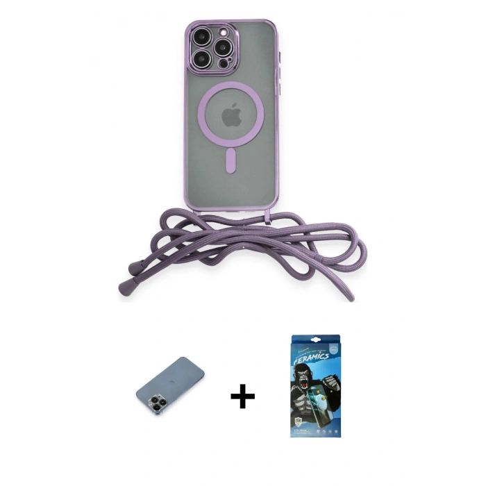 MARSİLYAN™- iPhone 12 Pro Max Kılıf Eksen Özel Seri - Siyah 34D Izgaralı Cam + Shine Kamera Lens Koruma Cam - SH