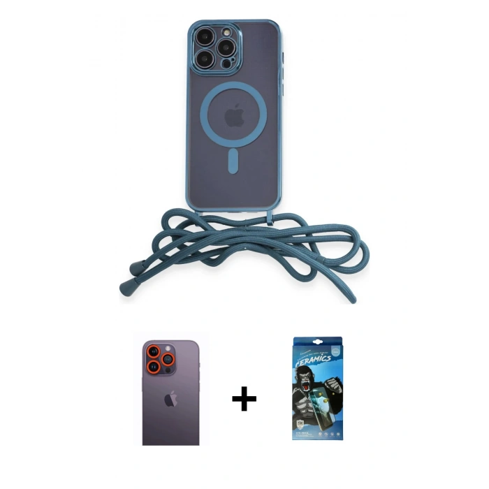 MARSİLYAN™- iPhone 12 Pro Max Kılıf Eksen Özel Seri - Siyah 34D Izgaralı Cam + Neon Fosforlu Kamera Lens - TU