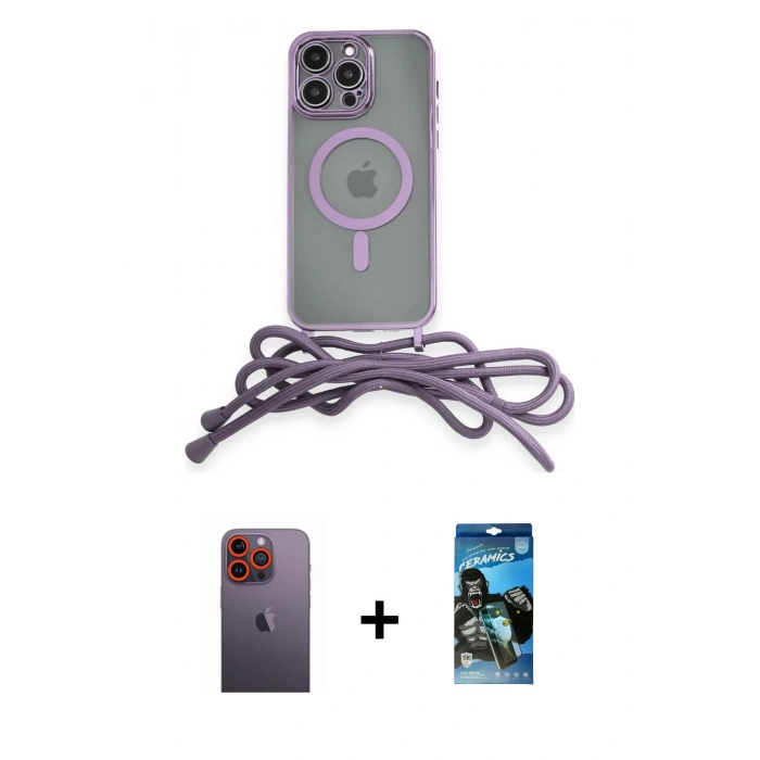 MARSİLYAN™- iPhone 12 Pro Max Kılıf Eksen Özel Seri - Siyah 34D Izgaralı Cam + Neon Fosforlu Kamera Lens - TU