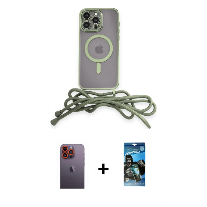 MARSİLYAN™- iPhone 12 Pro Max Kılıf Eksen Özel Seri - Siyah 34D Izgaralı Cam + Neon Fosforlu Kamera Lens - TU