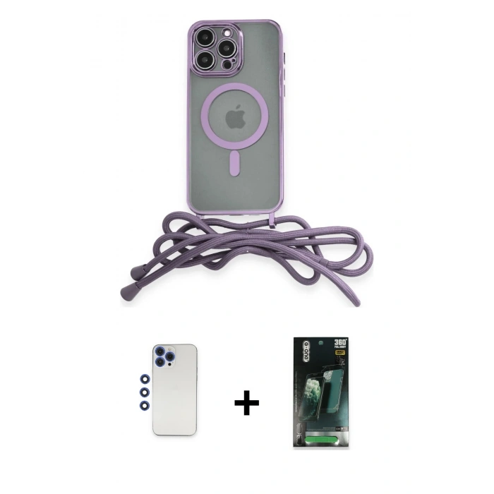 MARSİLYAN™- iPhone 12 Pro Max Kılıf Eksen Özel Seri - Siyah 360 Mat Full Body Arka Koruyucu + Lacivert Shine Kamera Lens