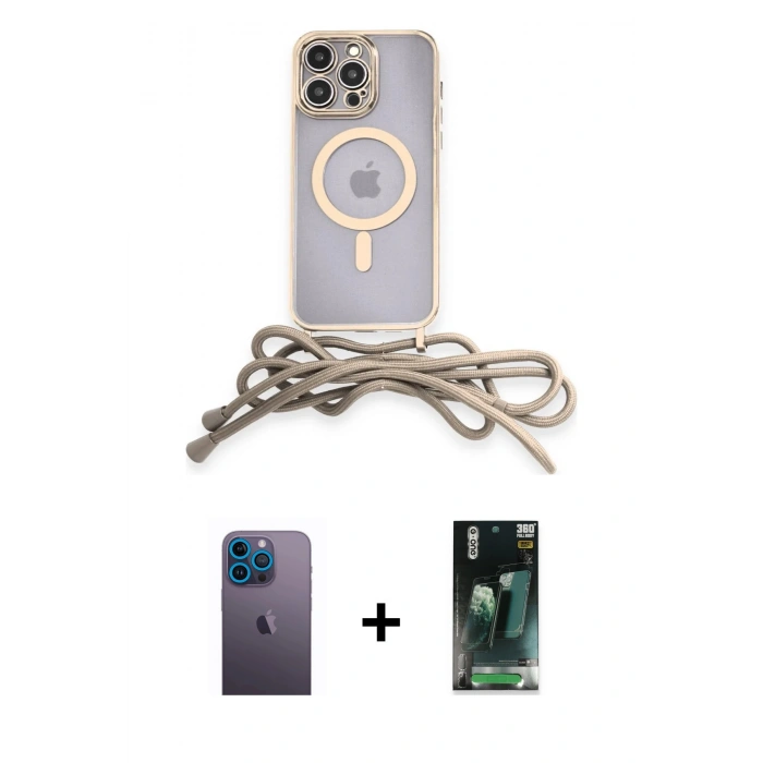 MARSİLYAN™- iPhone 12 Pro Max Kılıf Eksen Özel Seri - Siyah 360 Mat Full Body Arka Koruyucu + Neon Fosforlu Kamera Lens - MI